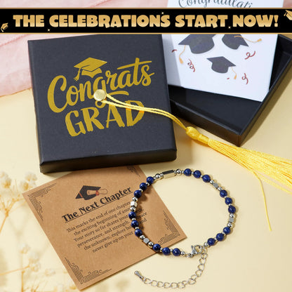 2026 Dark Blue Graduation Bracelet with Greeting Card and Gift Box for Women