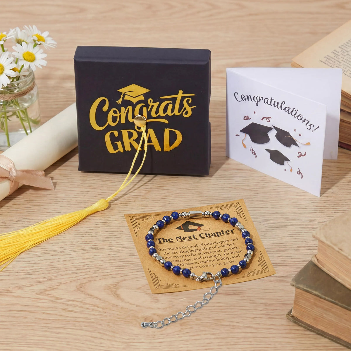 2026 Dark Blue Graduation Bracelet with Greeting Card and Gift Box for Women
