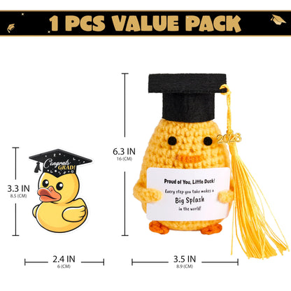 Handmade Crochet Graduation Duck Plush for High School, College, and Toddler Grad Gifts