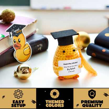 Handmade Crochet Graduation Duck Plush for High School, College, and Toddler Grad Gifts