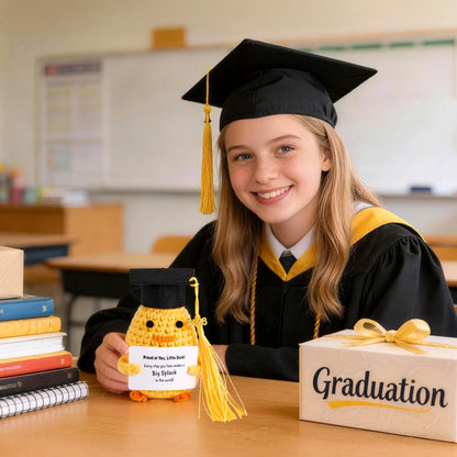 Handmade Crochet Graduation Duck Plush for High School, College, and Toddler Grad Gifts