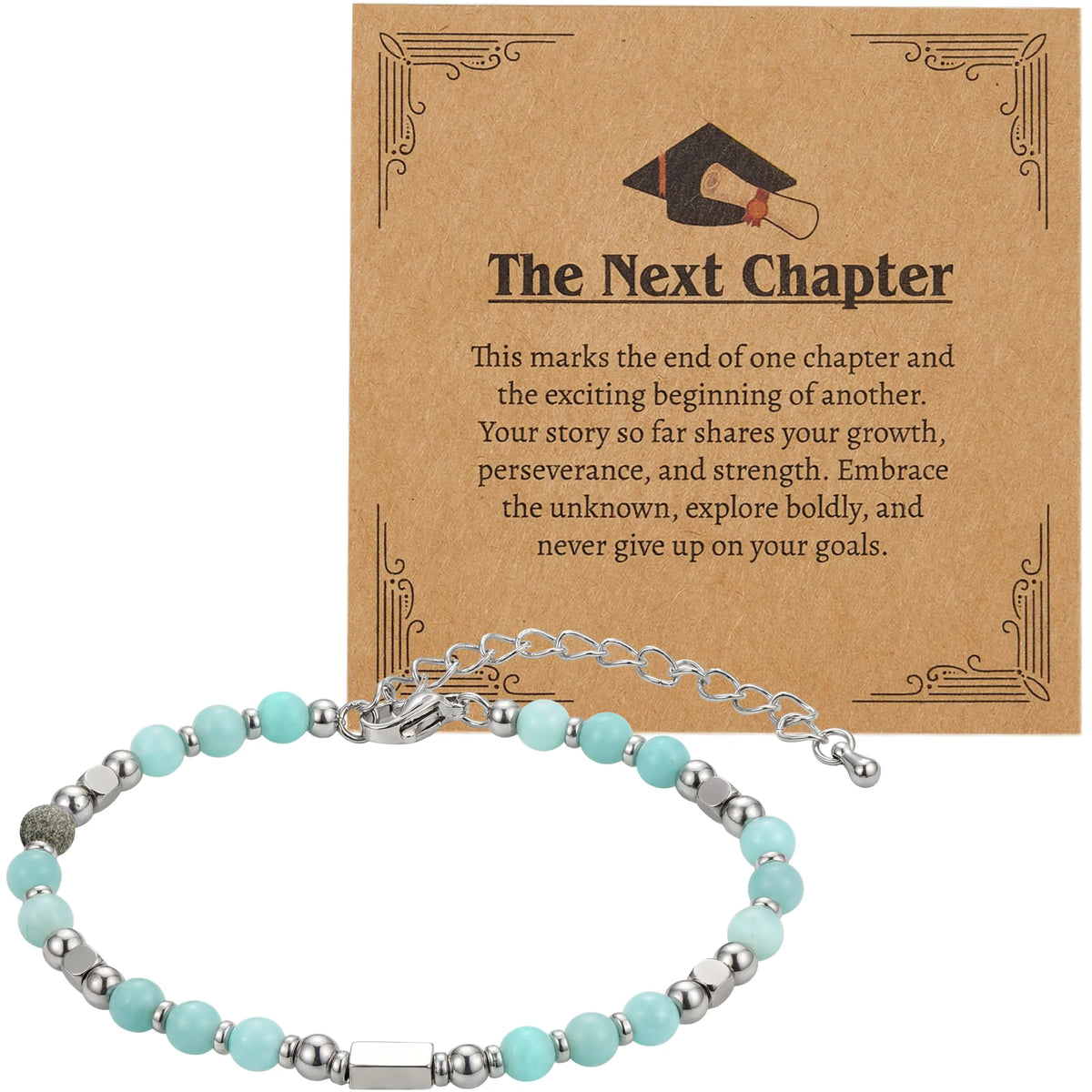 2026 Light Blue Graduation Bracelet with Greeting Card and Gift Box for Women