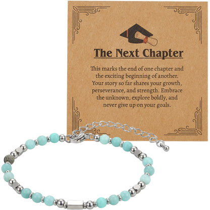 2026 Light Blue Graduation Bracelet with Greeting Card and Gift Box for Women