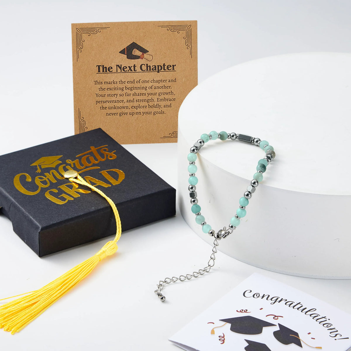 2026 Light Blue Graduation Bracelet with Greeting Card and Gift Box for Women
