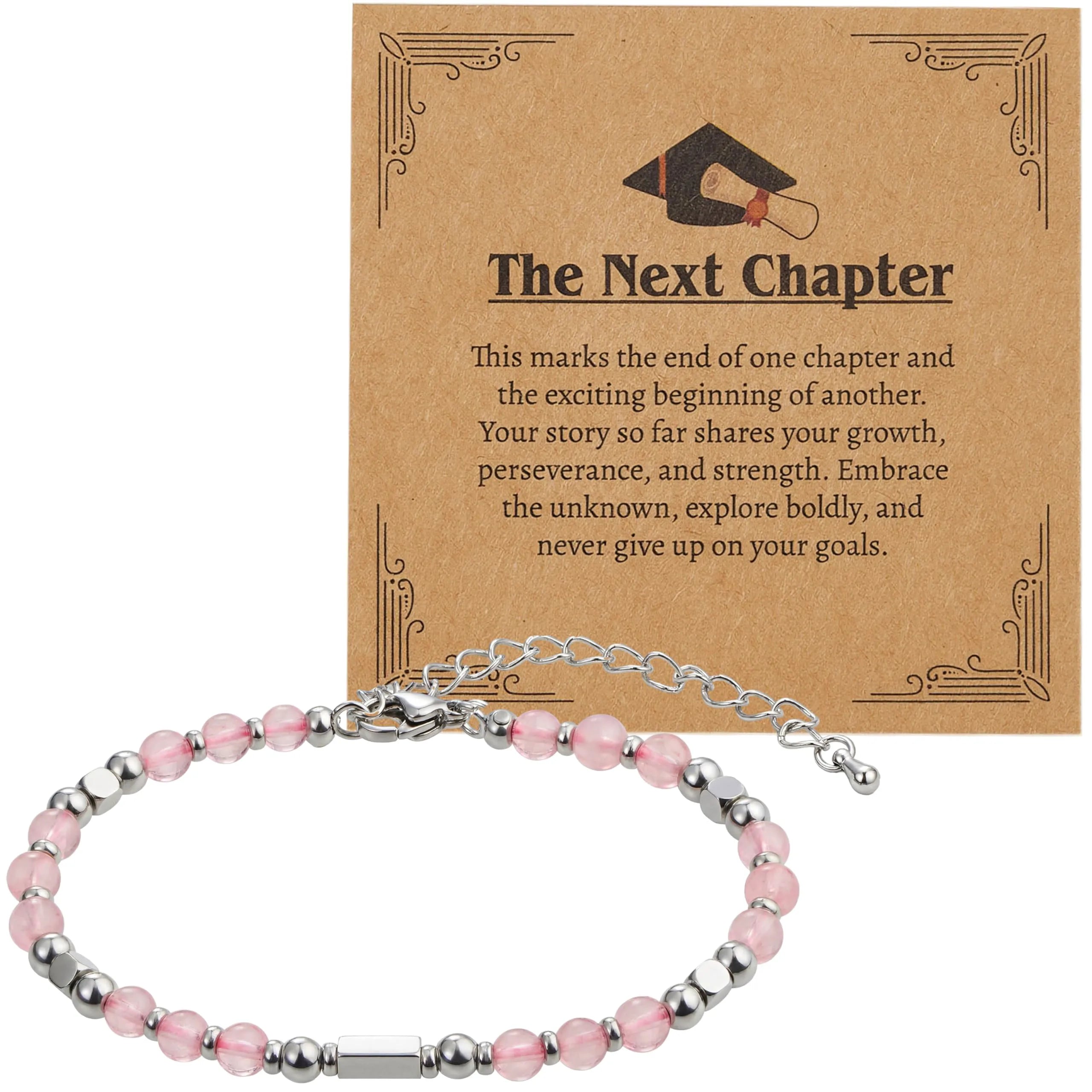 2026 Pink Graduation Bracelet with Greeting Card and Gift Box for Women