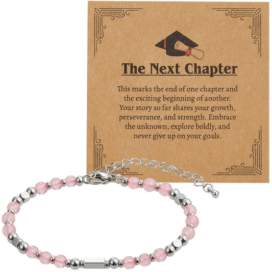2026 Pink Graduation Bracelet with Greeting Card and Gift Box for Women