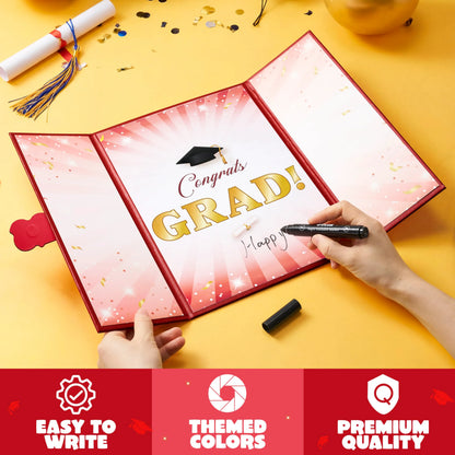 2026 Red & Gold Graduation Guestbook Alternative for High School College Grad Gift