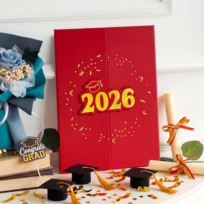 2026 Red & Gold Graduation Guestbook Alternative for High School College Grad Gift