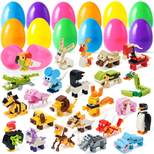 JOIN 24-Pack Prefilled Easter Eggs with Animal Building Blocks