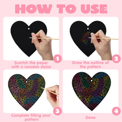 JOYIN 24 Pack Valentine's Day Cards with Scratch Heart Paper