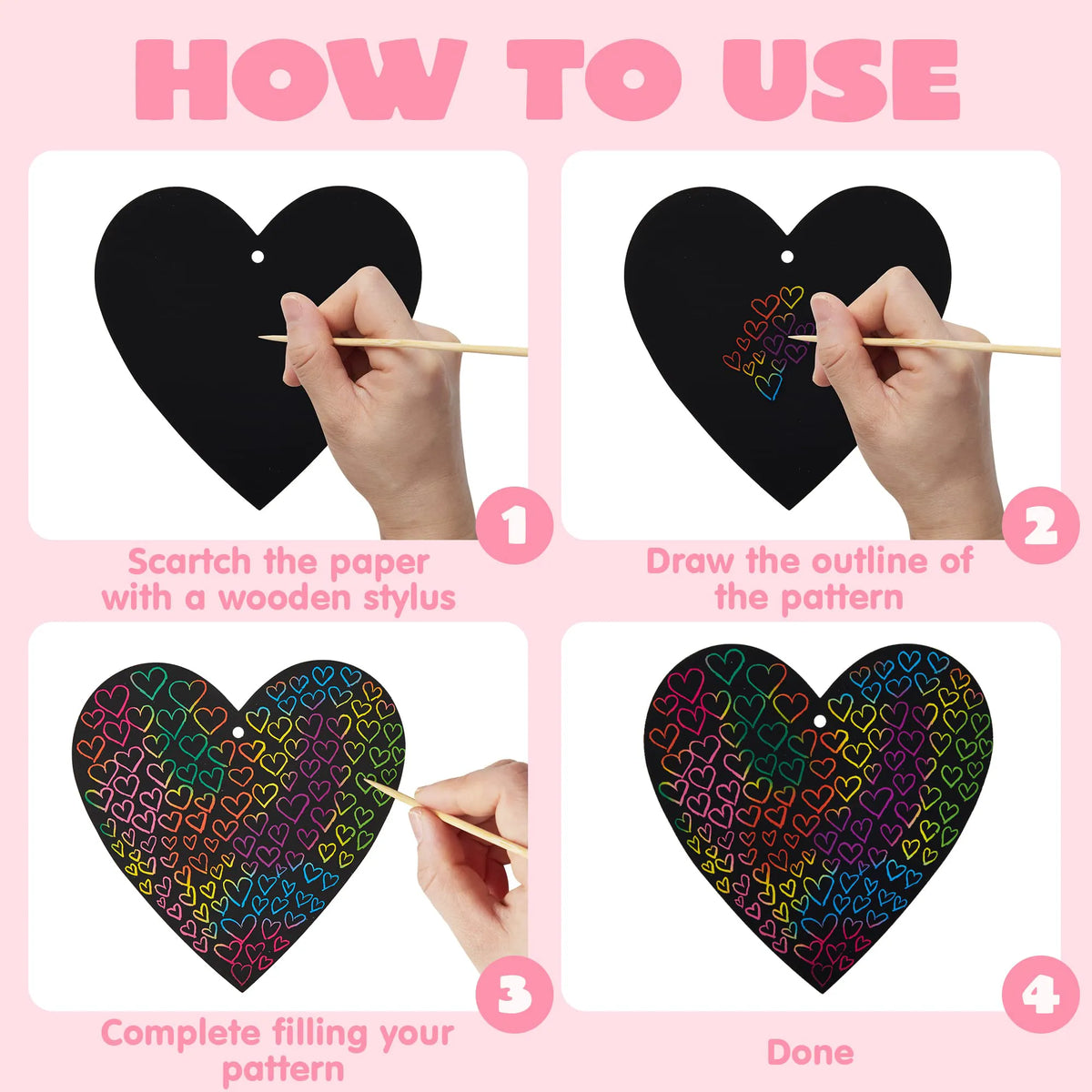 JOYIN 24 Pack Valentine's Day Cards with Scratch Heart Paper