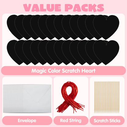 JOYIN 24 Pack Valentine's Day Cards with Scratch Heart Paper