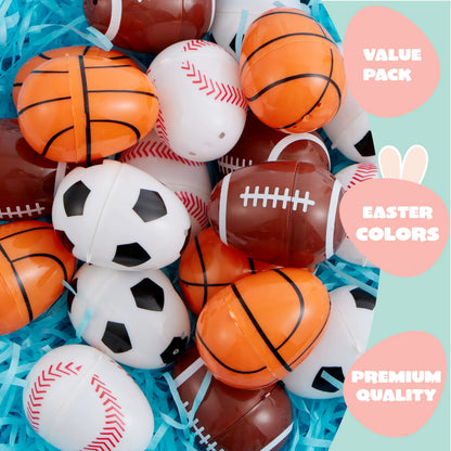 JOYIN 24-Pack 2.3-Inch Assorted Sports Ball Plastic Easter Eggs