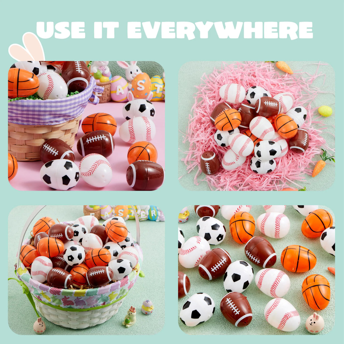 JOYIN 24-Pack 2.3-Inch Assorted Sports Ball Plastic Easter Eggs