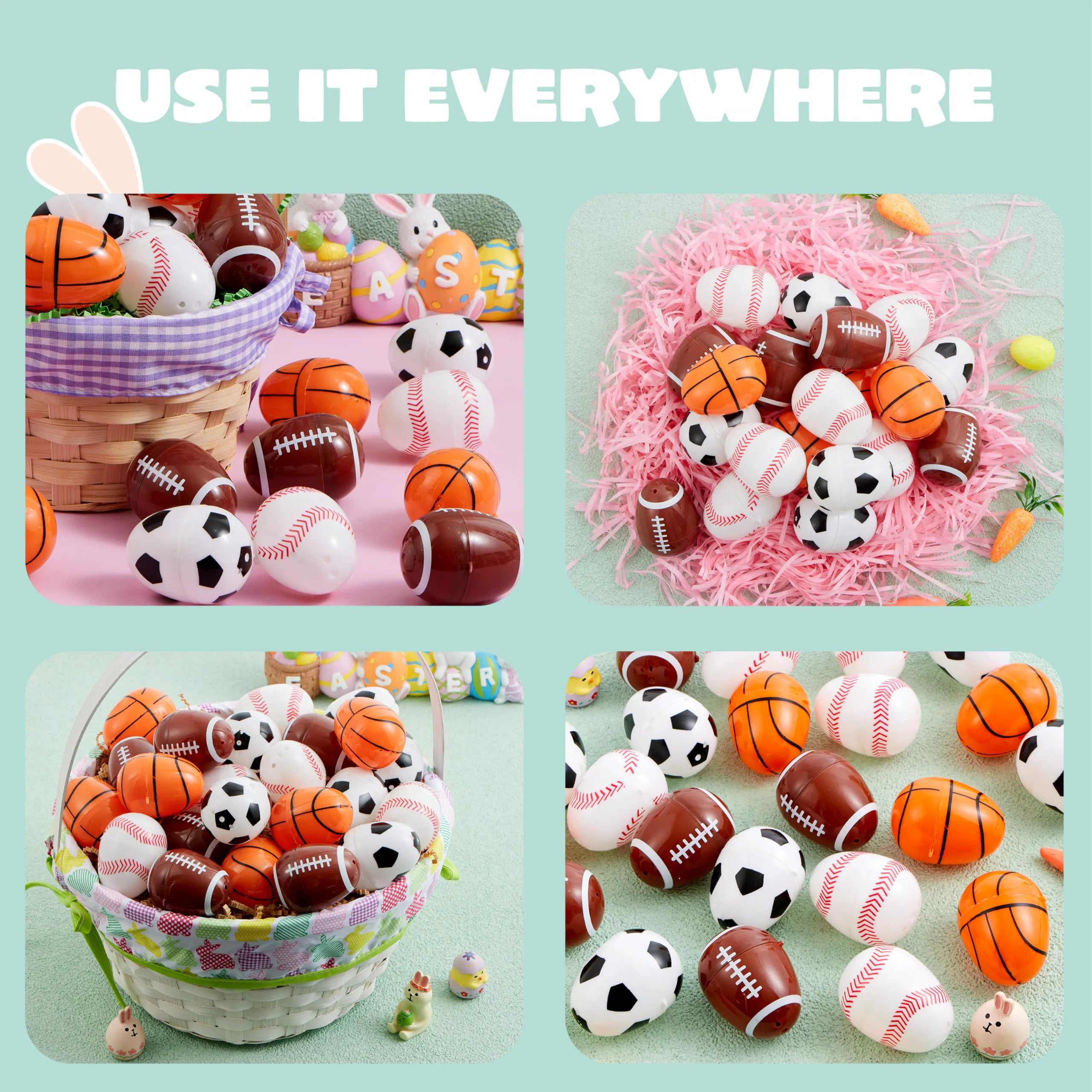 JOYIN 24-Pack 2.3-Inch Assorted Sports Ball Plastic Easter Eggs