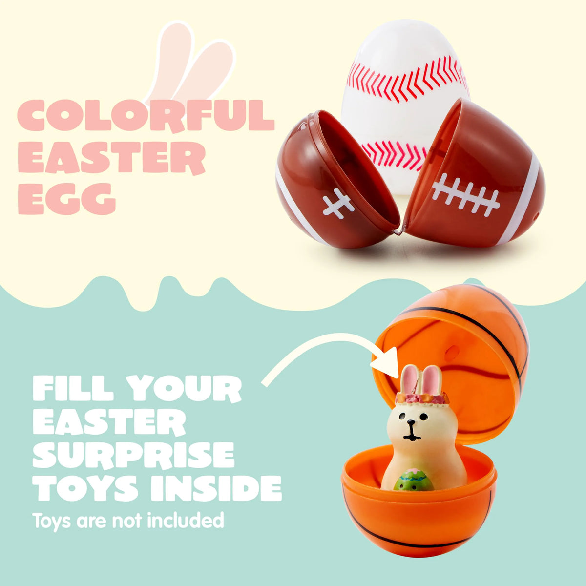 JOYIN 24-Pack 2.3-Inch Assorted Sports Ball Plastic Easter Eggs