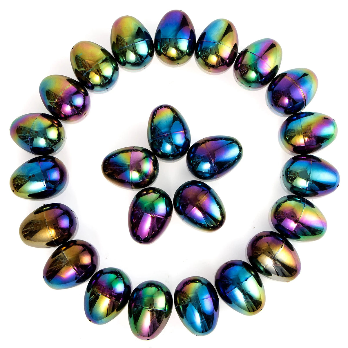 JOYIN 24 Pack 2.3 Inch Metallic Plastic Easter Eggs