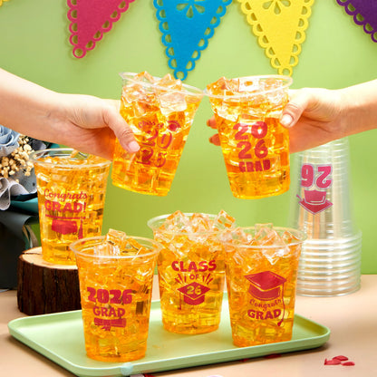 24 Pack 16oz Red Disposable Cups - Class of 2026 Graduation Party Supplies