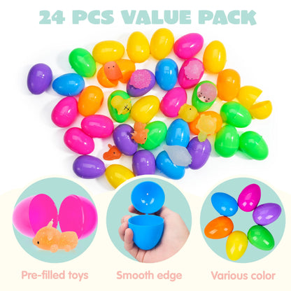 JOYIN 24-Pack Easter Eggs Prefilled with Mochi Squishy Toys