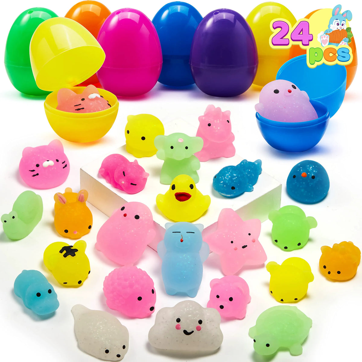 JOYIN 24-Pack Easter Eggs Prefilled with Mochi Squishy Toys