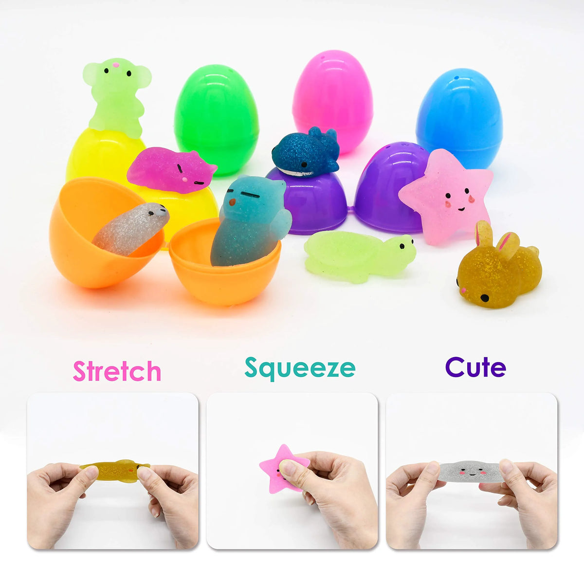 JOYIN 24-Pack Easter Eggs Prefilled with Mochi Squishy Toys