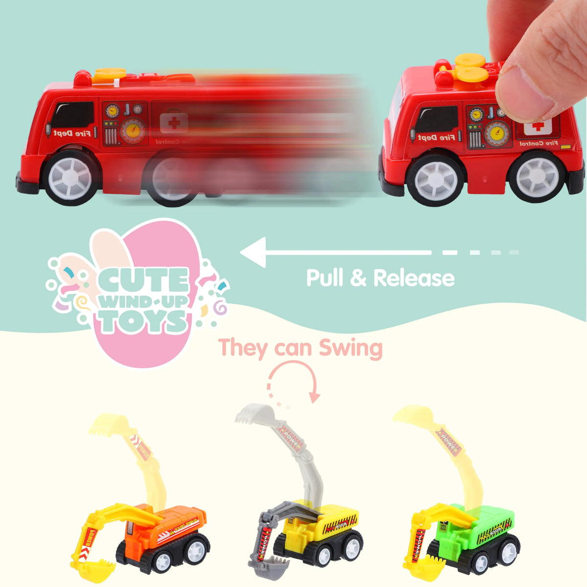 JOYIN 24-Pack Filled Easter Eggs with Pull-Back Construction Cars