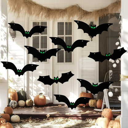 JOYIN 24-Pack Halloween Hanging Bats Decorations with Glow-in-the-Dark Eyes