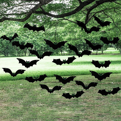 JOYIN 24-Pack Halloween Hanging Bats Decorations with Glow-in-the-Dark Eyes