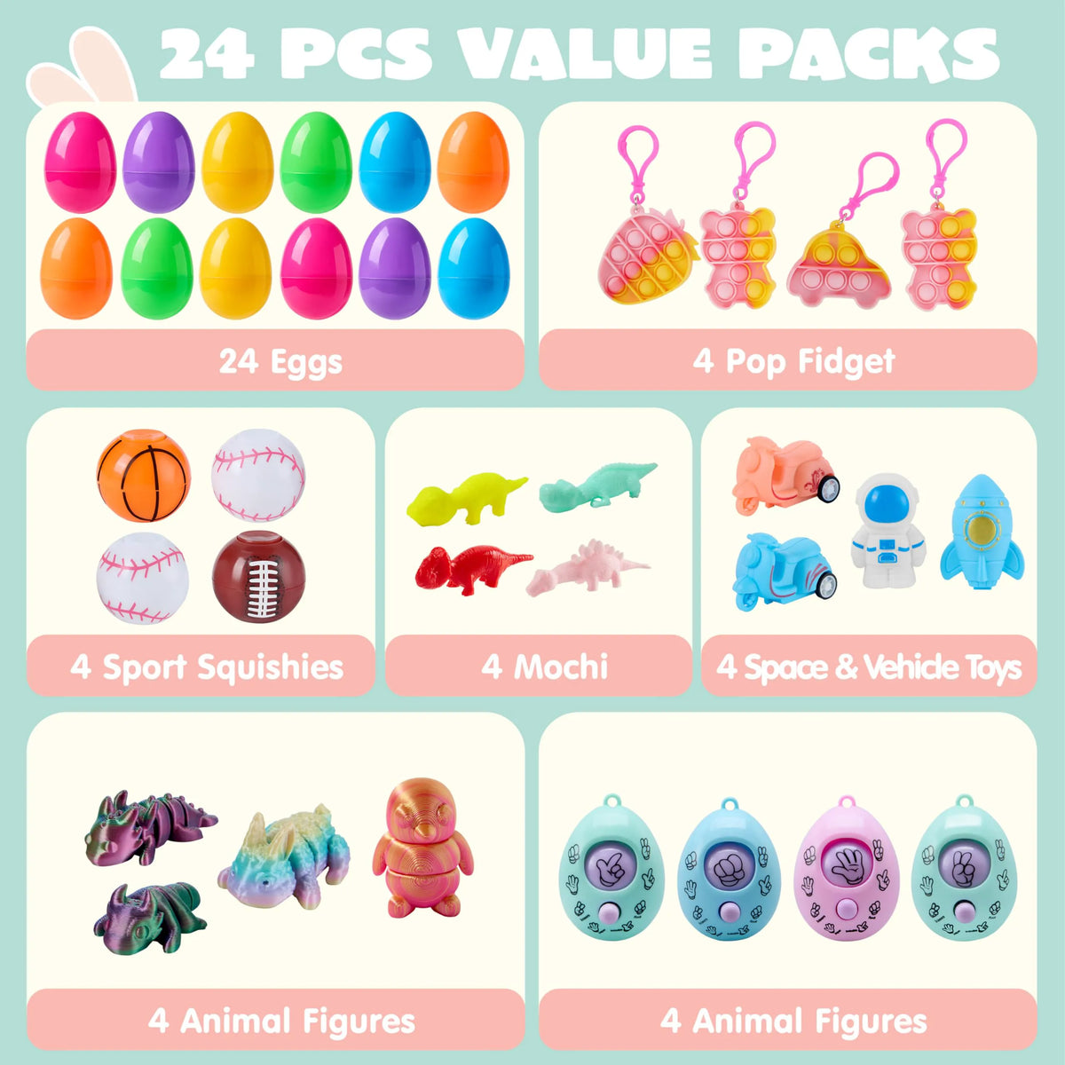 JOYIN 24 Prefilled Easter Eggs with Assorted Toys