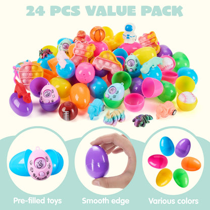 JOYIN 24 Prefilled Easter Eggs with Assorted Toys