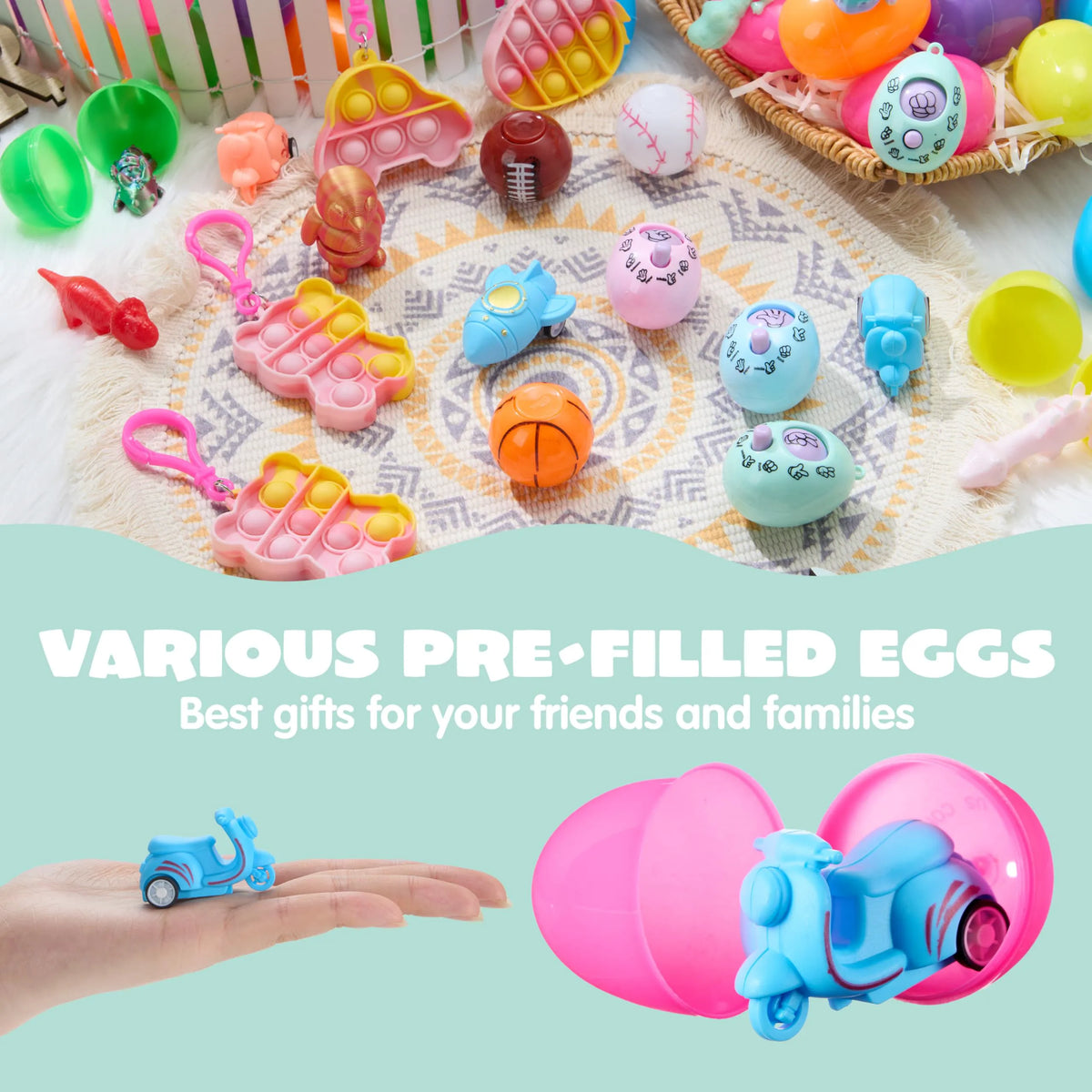 JOYIN 24 Prefilled Easter Eggs with Assorted Toys