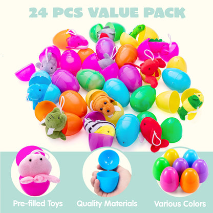 JOIN 24 Prefilled Easter Eggs with Sea Animal Plush Toys