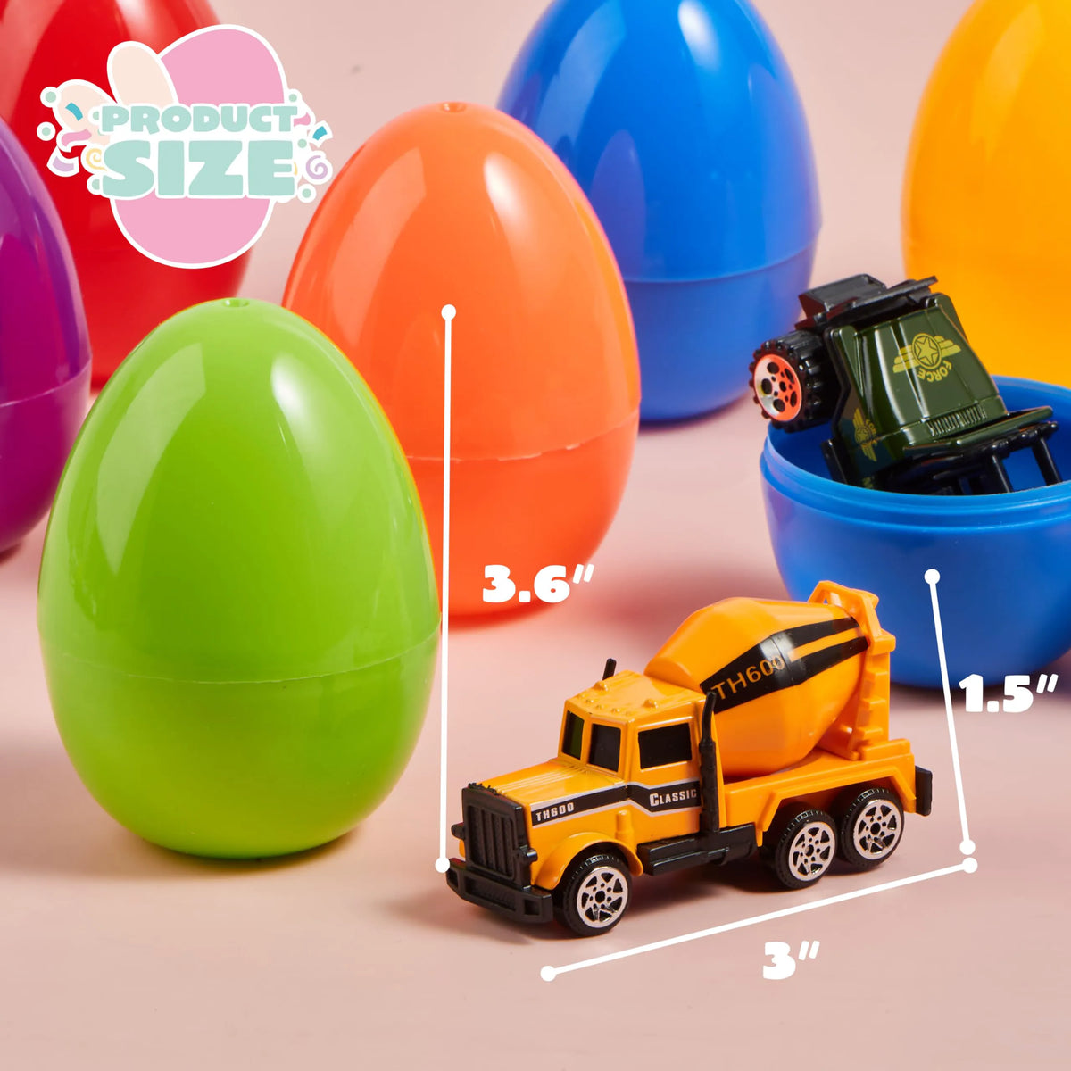 JOYIN 24 Prefilled Easter Eggs with Vehicle Toys