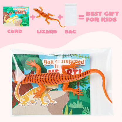 JOYIN 24 Pcs Valentine's Day Gift Cards with Color Changing Lizard Toys