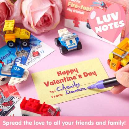 JOYIN 24-Piece Valentine's Day Mini Truck Building Blocks with Cards