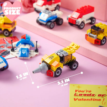 JOYIN 24-Piece Valentine's Day Mini Truck Building Blocks with Cards