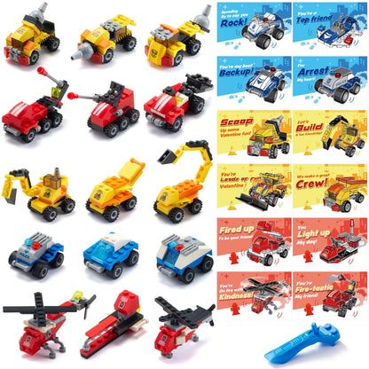 JOYIN 24-Piece Valentine's Day Mini Truck Building Blocks with Cards