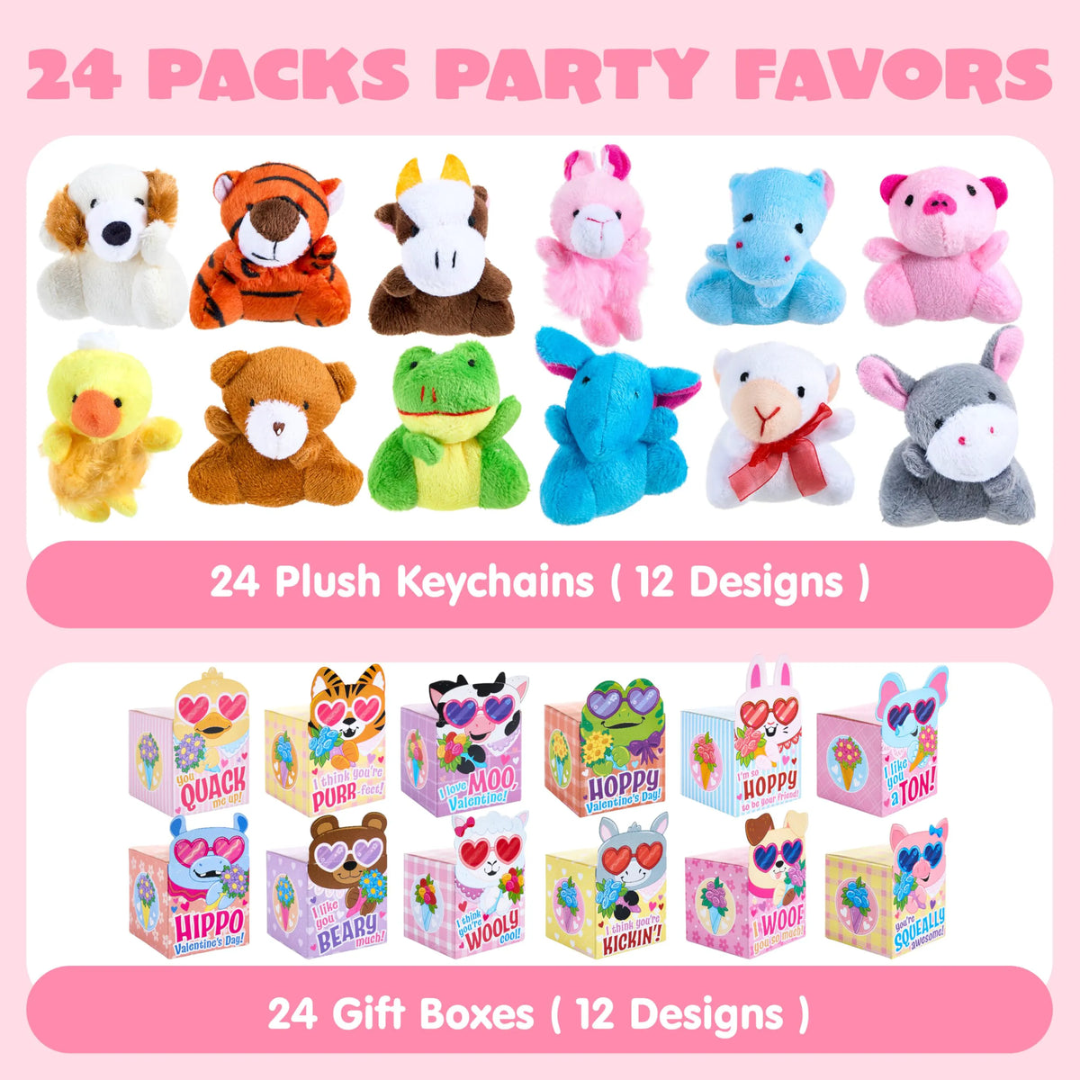 JOYIN 24-Piece Valentine's Day Plush Toys with Boxes