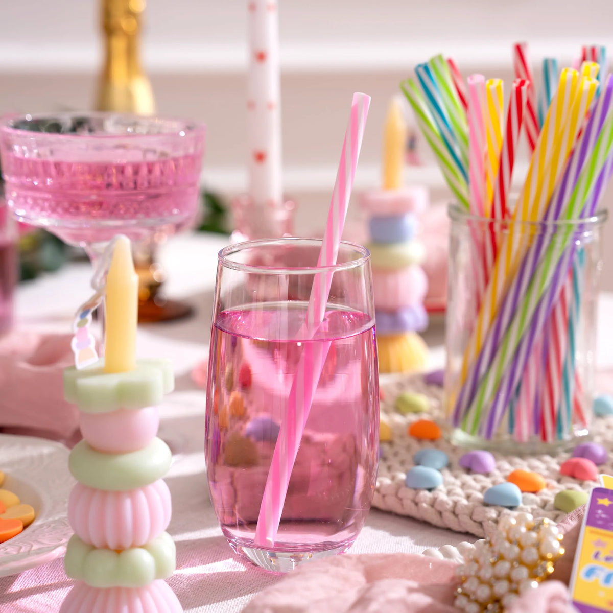 JOYIN 24 Pcs Valentine's Day Cards with Straw Covers and Caps for Cups