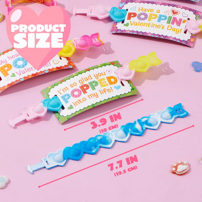 JOYIN 28-Piece Valentine's Day Stress Relief Pop Bubble Fidget Toys with Heart Pop Fidget Bracelets