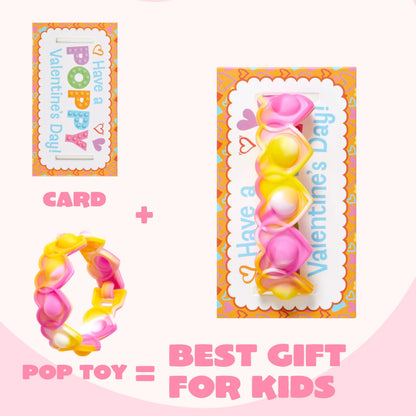 JOYIN 28-Piece Valentine's Day Stress Relief Pop Bubble Fidget Toys with Heart Pop Fidget Bracelets