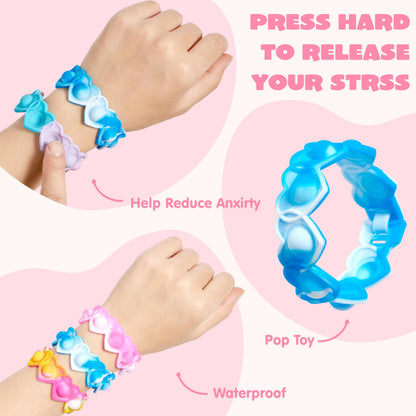 JOYIN 28-Piece Valentine's Day Stress Relief Pop Bubble Fidget Toys with Heart Pop Fidget Bracelets
