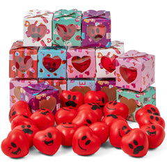 JOYIN 28-Pack Valentine Heart Stress Balls - Smile Face Squishy Toys in Valentine Themed Gift Box