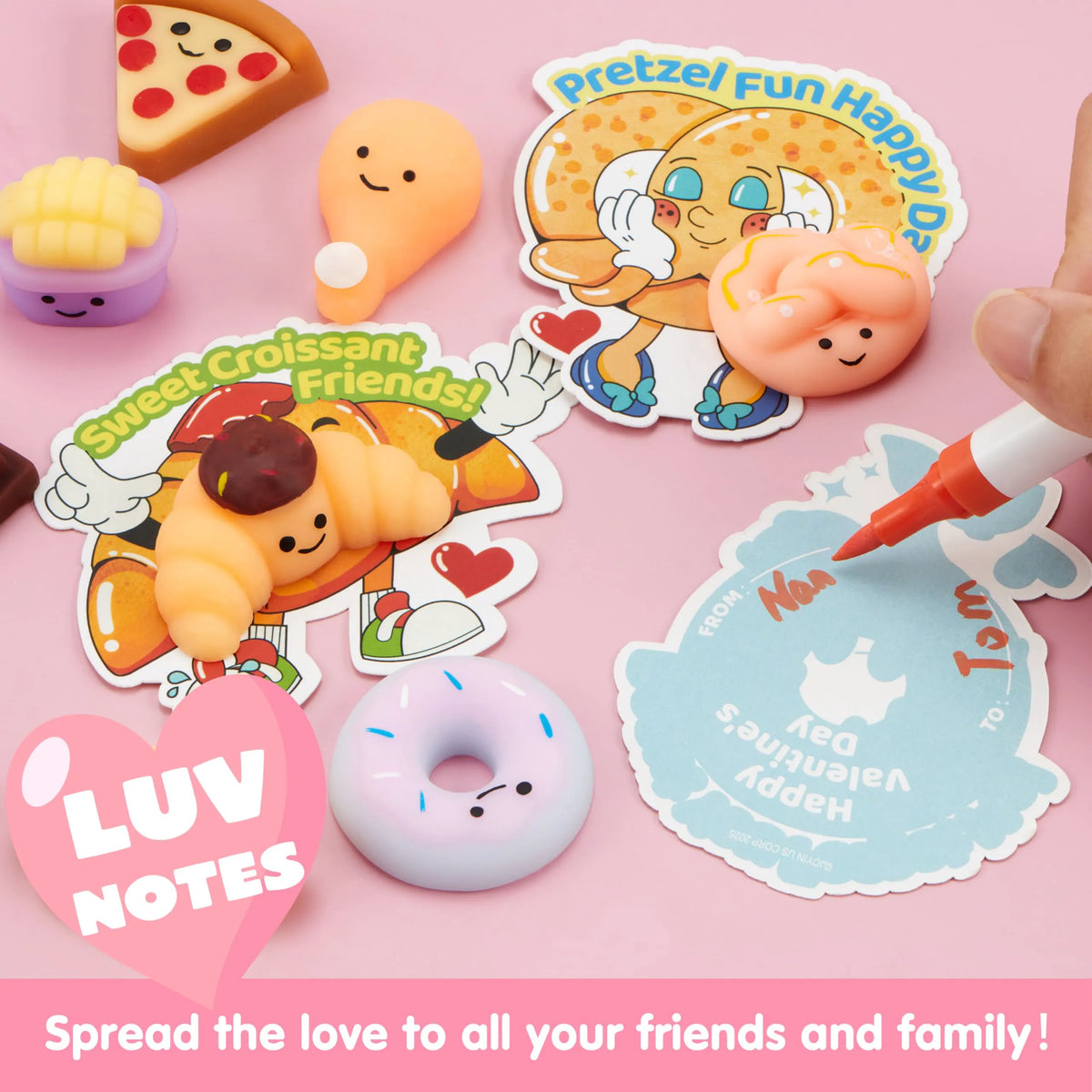JOYIN 28-Pack Valentine's Day Cards with Kawaii Dessert Fidget Toys (14 Designs)