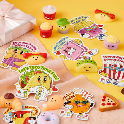 JOYIN 28-Pack Valentine's Day Cards with Kawaii Dessert Fidget Toys (14 Designs)