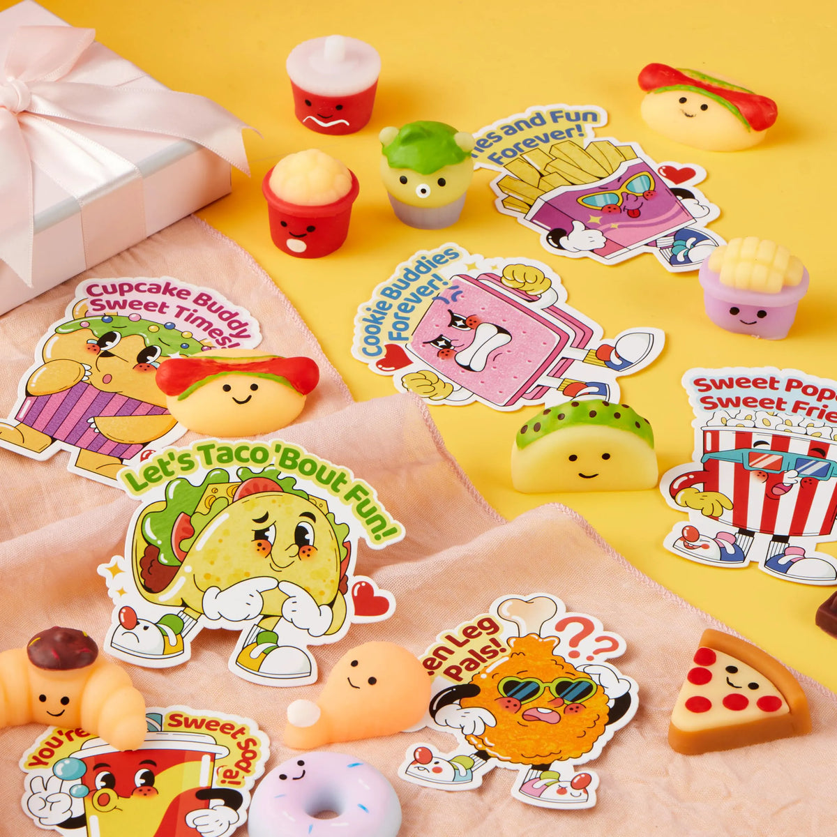 JOYIN 28-Pack Valentine's Day Cards with Kawaii Dessert Fidget Toys (14 Designs)