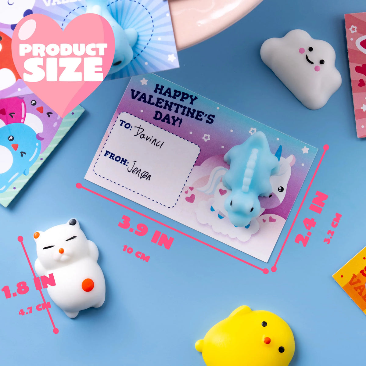 JOYIN 28-Pack Valentine's Day Mochi Squishy Toys Stress Relief Gift Cards for Kids