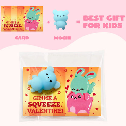 JOYIN 28-Pack Valentine's Day Mochi Squishy Toys Stress Relief Gift Cards for Kids