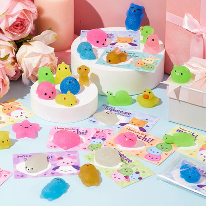 JOYIN 28 Pack Valentine's Day Mochi Squishy Toys with Cards for Kids