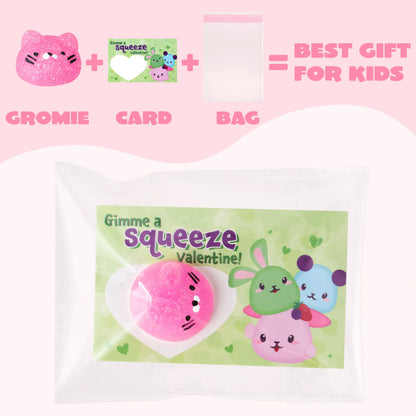 JOYIN 28 Pack Valentine's Day Mochi Squishy Toys with Cards for Kids